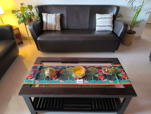 Dupioni Classic Silk Table Runner Floral Motif (L-72in, W-12in) In India