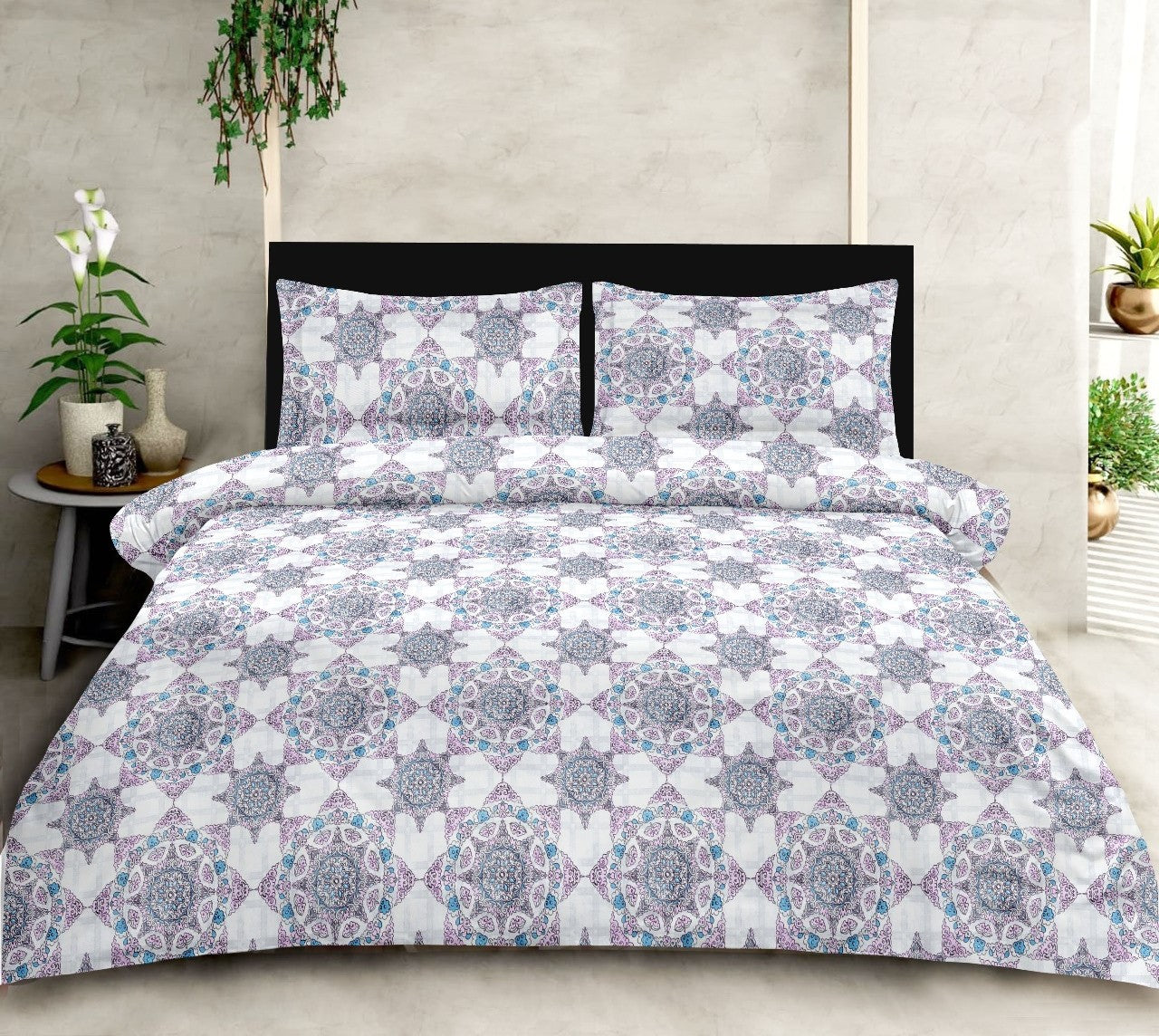 Designer Victorian Percale Cotton Double bed King Bedsheet 9f x 9f