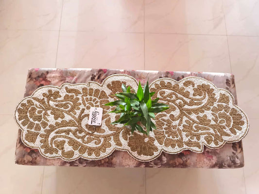 Vintage Gold Premium Handcrafted Beads Handmade Beaded Table Runner Décor