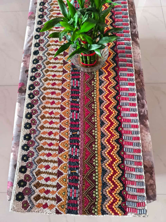 Designer Orchard Multi Colored Beaded Table Runner