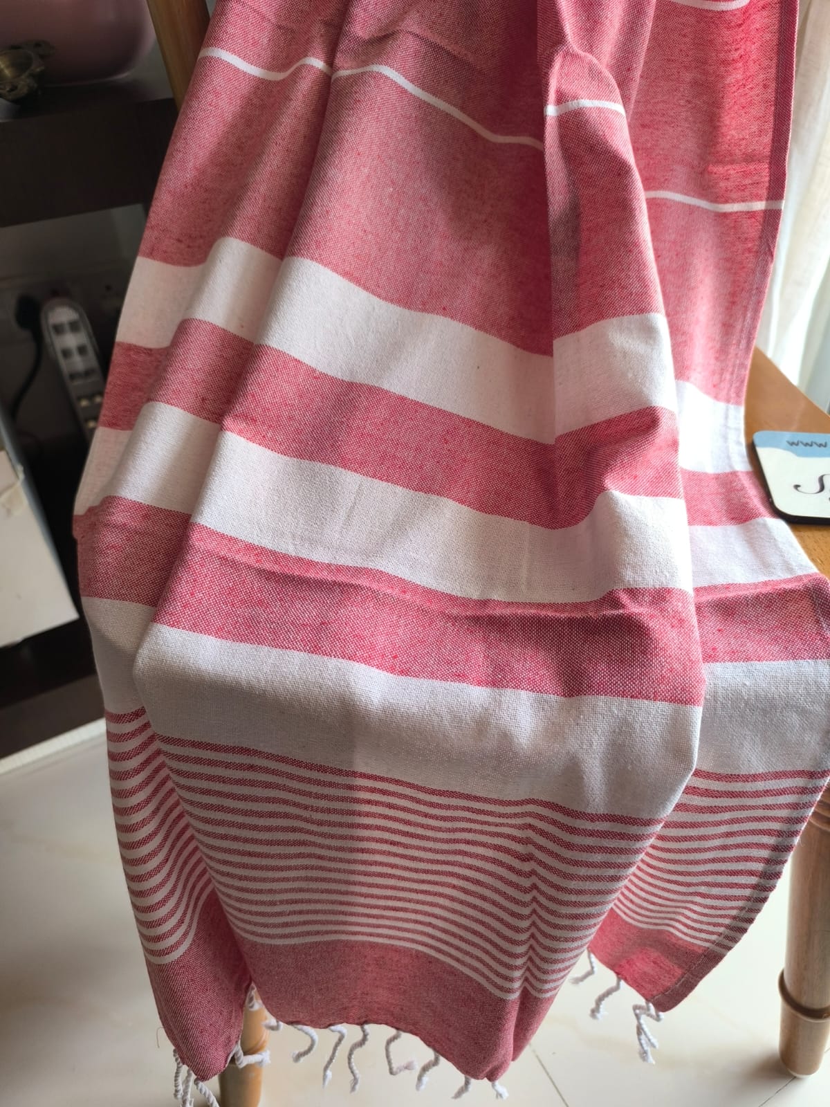 Absorbent Turkish Weaved Organic Cotton Bath Towel Striped Red XL For Men | Use as Throw