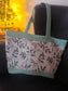 Designer Mistletoe Print Green Duck Cotton Cloth Shopping Bag Tote Bag With Zip