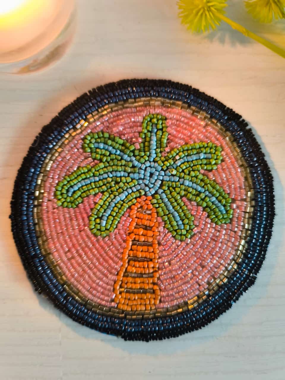 Sajja Handmade Beads Palm Tree Coaster Doily