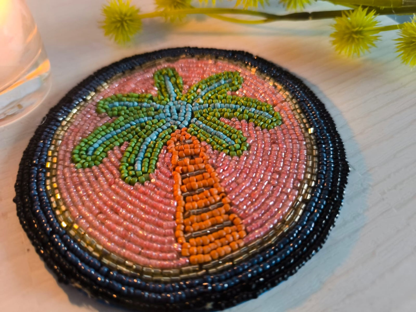 Sajja Handmade Beads Palm Tree Coaster Doily