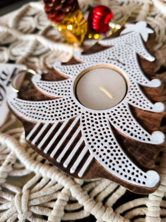 Buy Christmas Tree Tea light Holder | Wooden Candle Holder | Festive Gift