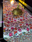 Multicolored Floral Chintz Velvet Glam Table Runner, 12 x 72 inches