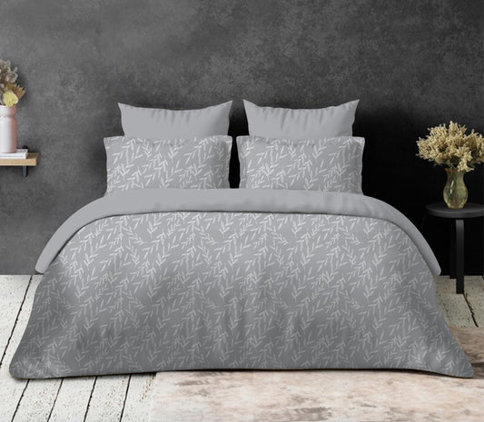 Buy Online Sakura (桜) Ash Grey Twill Cotton King Bedsheet 108 x 108 inches