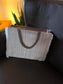 Designer Velvet White Beige Fringe Shoulder Bag | Shopping bag  | Mode bag