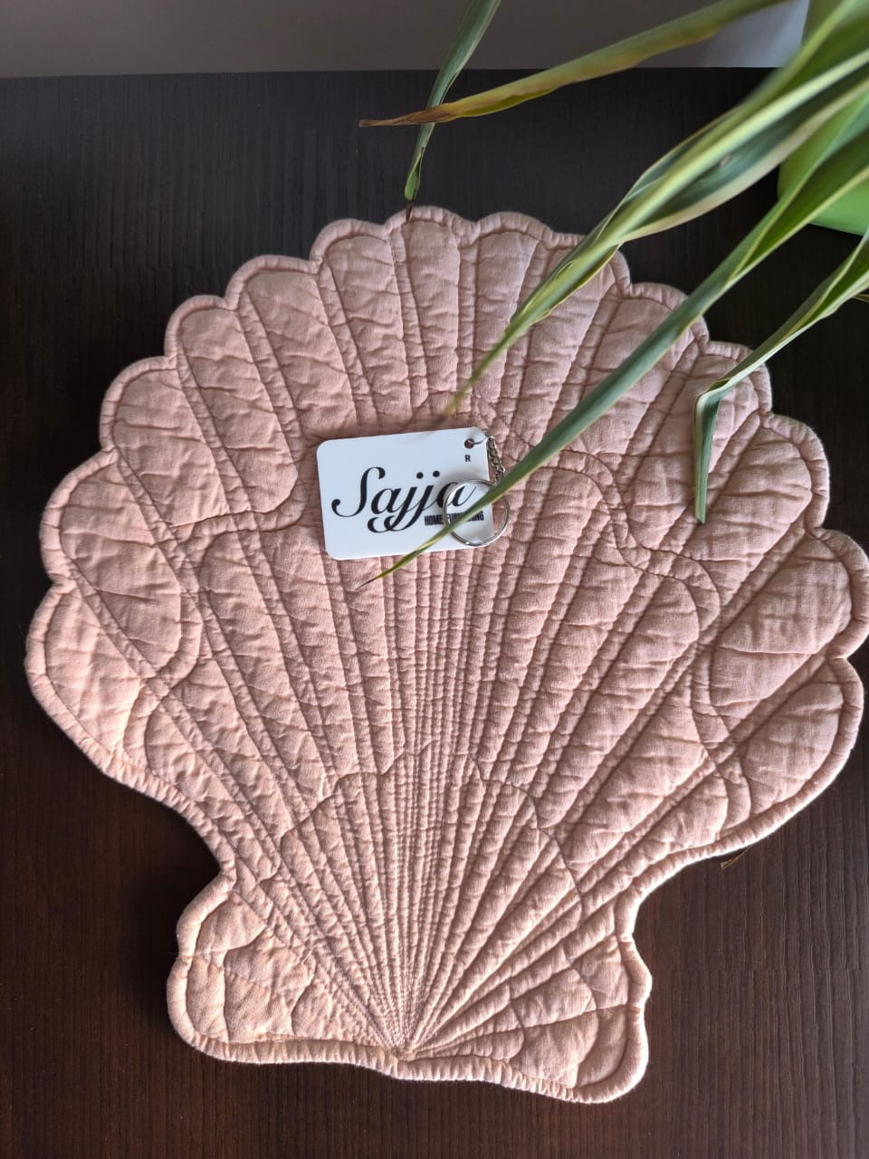 Shell Blush Pink Embossed Quilted Cotton Table Placemat Trivet