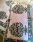 Handblock Print Pure Cotton Green Butta with Pink Jaal Single Bedsheet (60 x 90in)