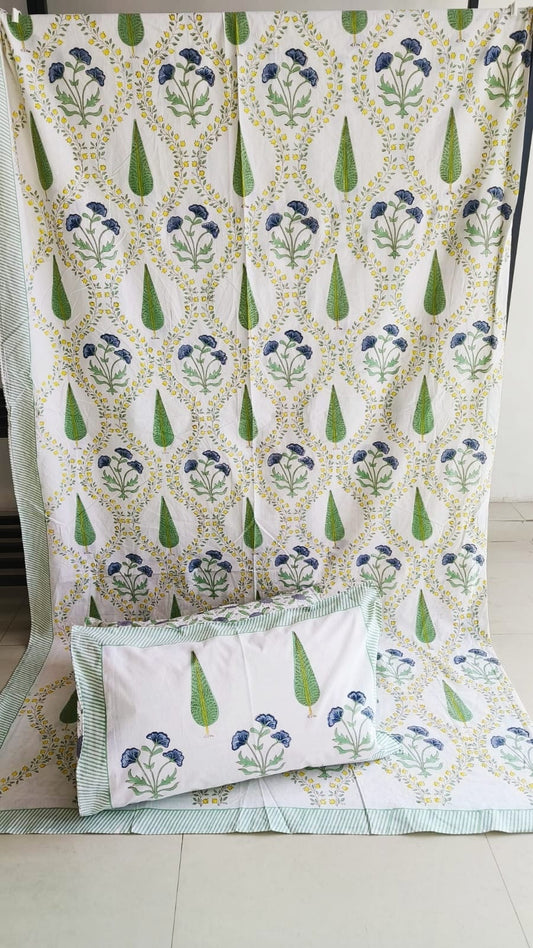 Buy Mughal Jaal South Cotton Hand block Double Bedsheet King 9 feet x 9 feet