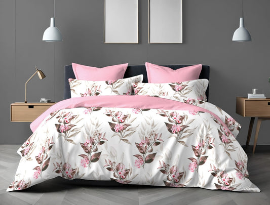 Premium Luxury Collection Water colour Series Cotton Pink Floral 108 inches x 108 inches King Bedsheet