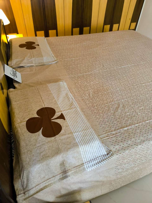 Designer Earthy Brown Elegance Collection Cotton King Double Bedsheet