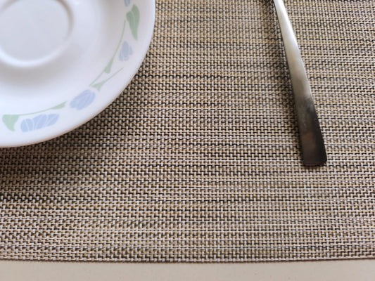 Beige Poly Vinyl Weaved Set of 6 Multicolour Table Placemat