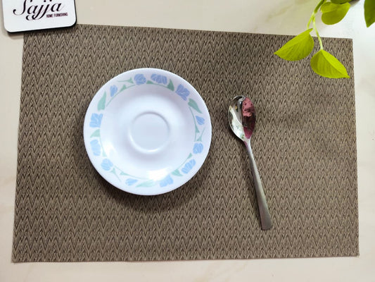Chevron Brown Poly Vinyl Weaved Set of 6 Multicolour Table Placemat