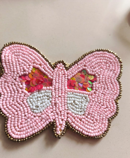 Sweet and Pretty Handicraft Pink Butterfly Beaded Coaster Doily