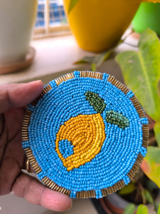 Multicolour Blue Mango Beads Handmade Butterfly Beaded Coaster Doily