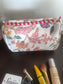 White Floral Hand block printed cotton pouch - Set of 3