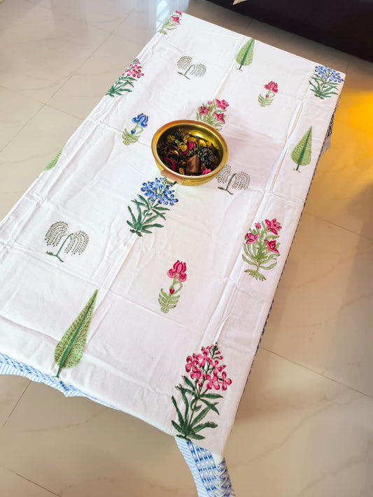 Buy Centre Table Handblock Floral  Table Cover - 40 x 60 inches -2 Seater Table Cover