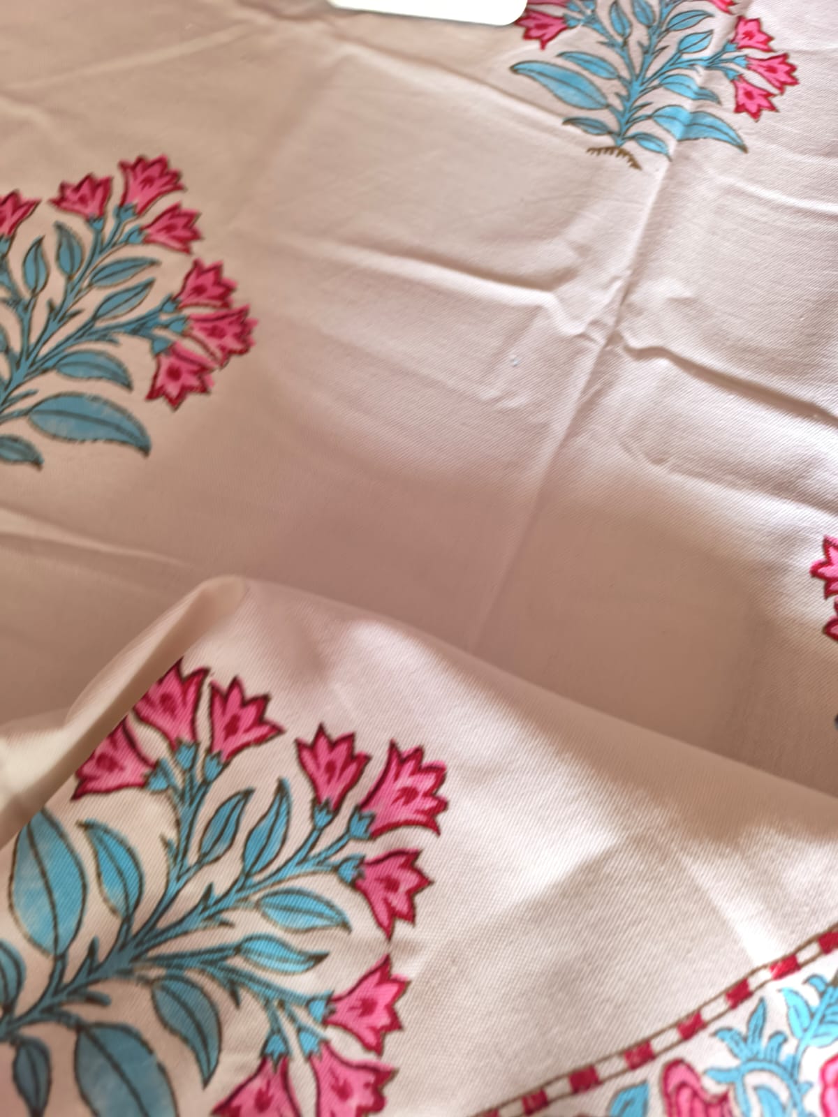 Designer Hand block Rectangular Floral Cotton Table Cover - 60 x 90 inches 6 seater | smaller 8 seater  Table Cloth
