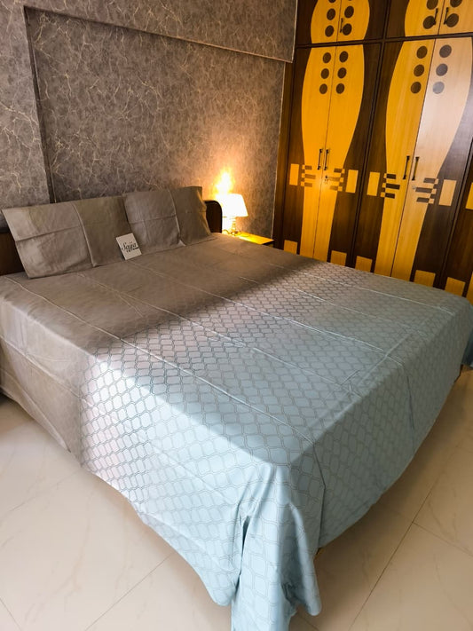 Premium Ombre Collection Fine Cotton Teal Green Double Bedsheet Super King 9f x 9f