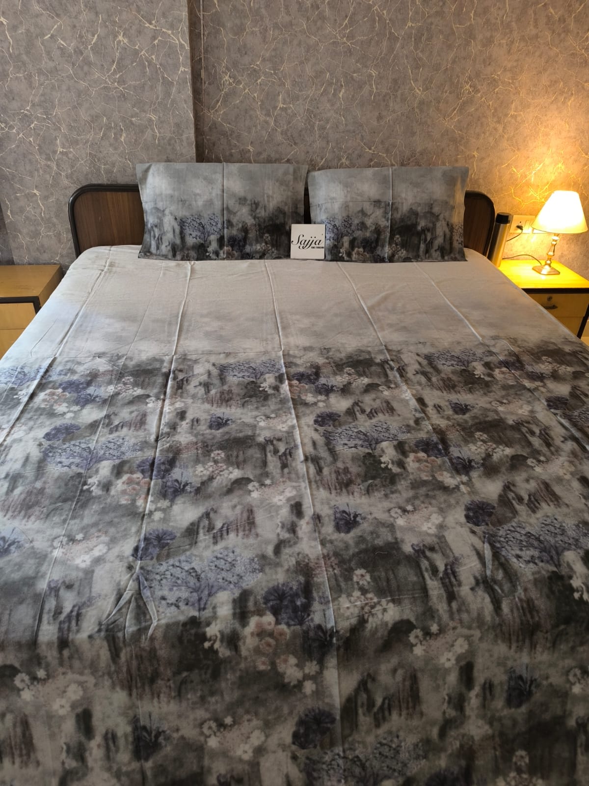 Designer Ombre Super King Bedsheet 108 inches x 108 inches Abstract pattern Blue Grey