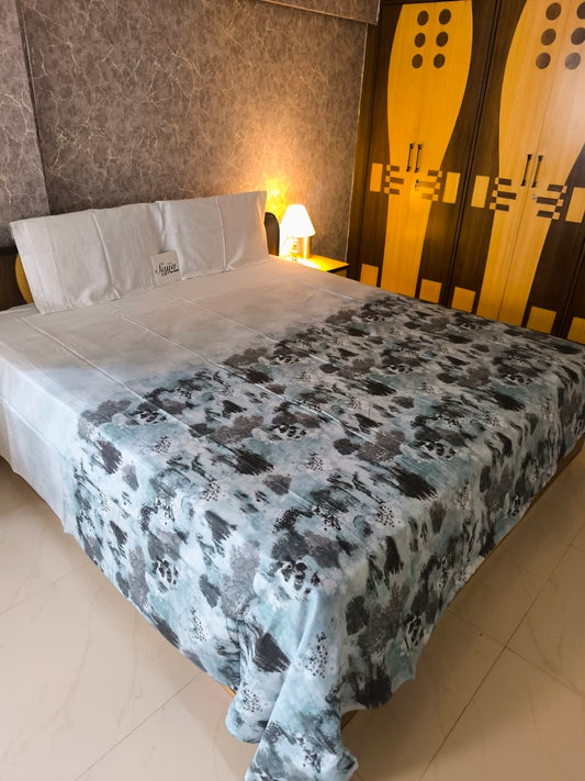 Buy Online Designer Ombre Teal Blue Fine Cotton Super King Bedsheet 108 x 108 inches
