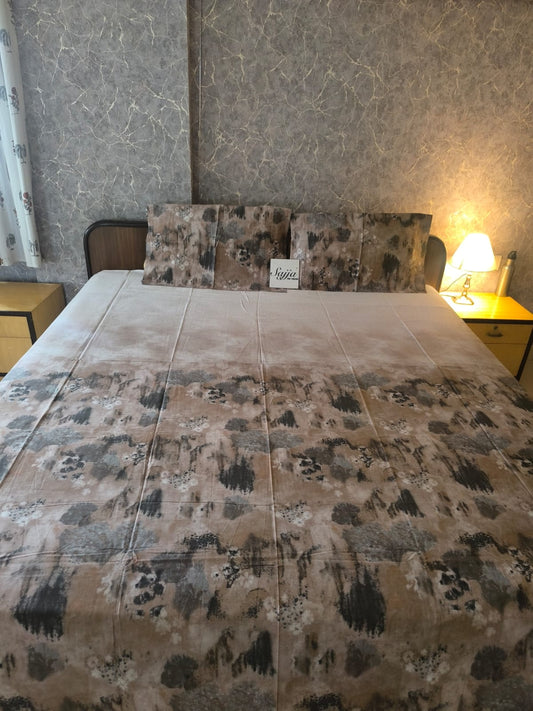 Premium Fine Cotton Ombre Super King Bedsheet Brown Hues Floral 108 x 108 inches