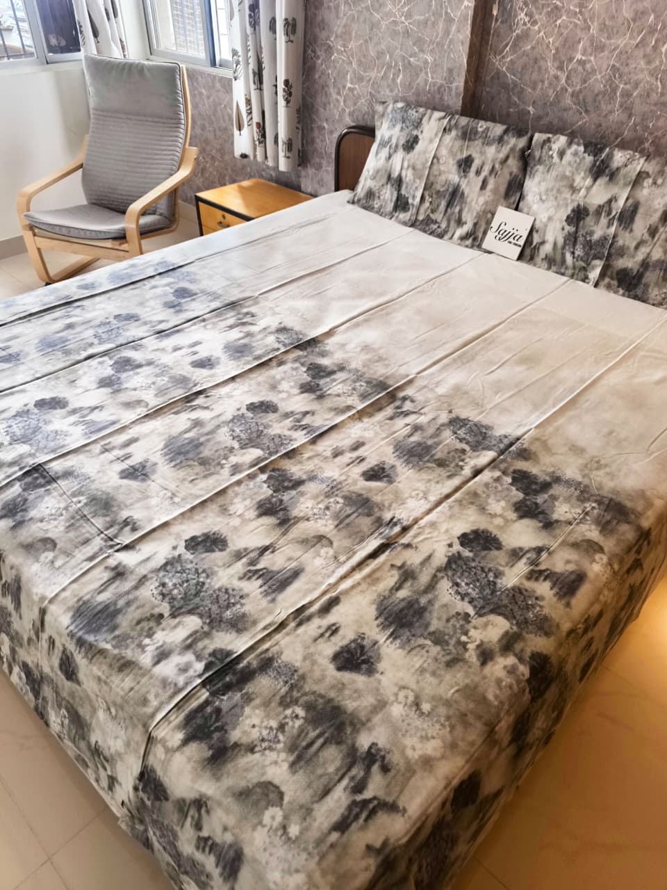 Buy Online Designer Ombre Mint Green Fine Cotton King Bedsheet 108 x 108 inches