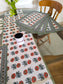 Sajja Handblock Table Linen Set  Dahlia floral  Green , Set of 13- Table Runner, 6 Table Mats , 6 napkins