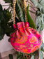 Designer Rani Pink  Brocade Potlis Gift Bags | Handcrafted Potli Bags | Buy Party favors party favors