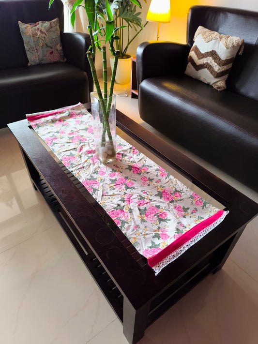 Sajja Table Runners, Organic Cotton Floral Pattern |  Microwave Cover