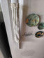 Cotton Moss Green  White Striped Fridge Handle Covers (Pair) with Victorian lace