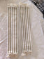 Cotton Moss Green  White Striped Fridge Handle Covers (Pair) with Victorian lace