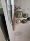 Designer Floral Cotton Fridge Handle Covers (Pair) Green White