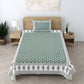Handblock Print Pure Cotton Blue Mughal Butta Single Bedsheet (60 x 90in)