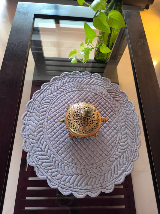 Stylish Winchester Grey Big Round Cotton Table Fabric Placemat mat