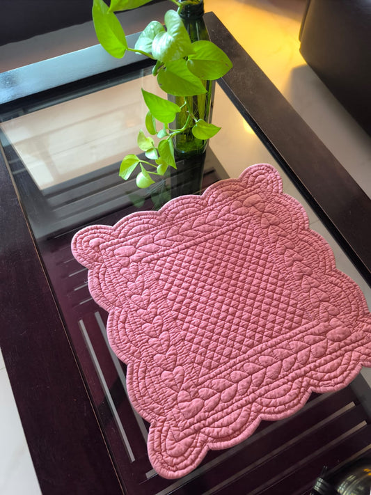 Square Quilted Cotton Mat Light carrot Organic Cotton Focal Runner Table Placemat