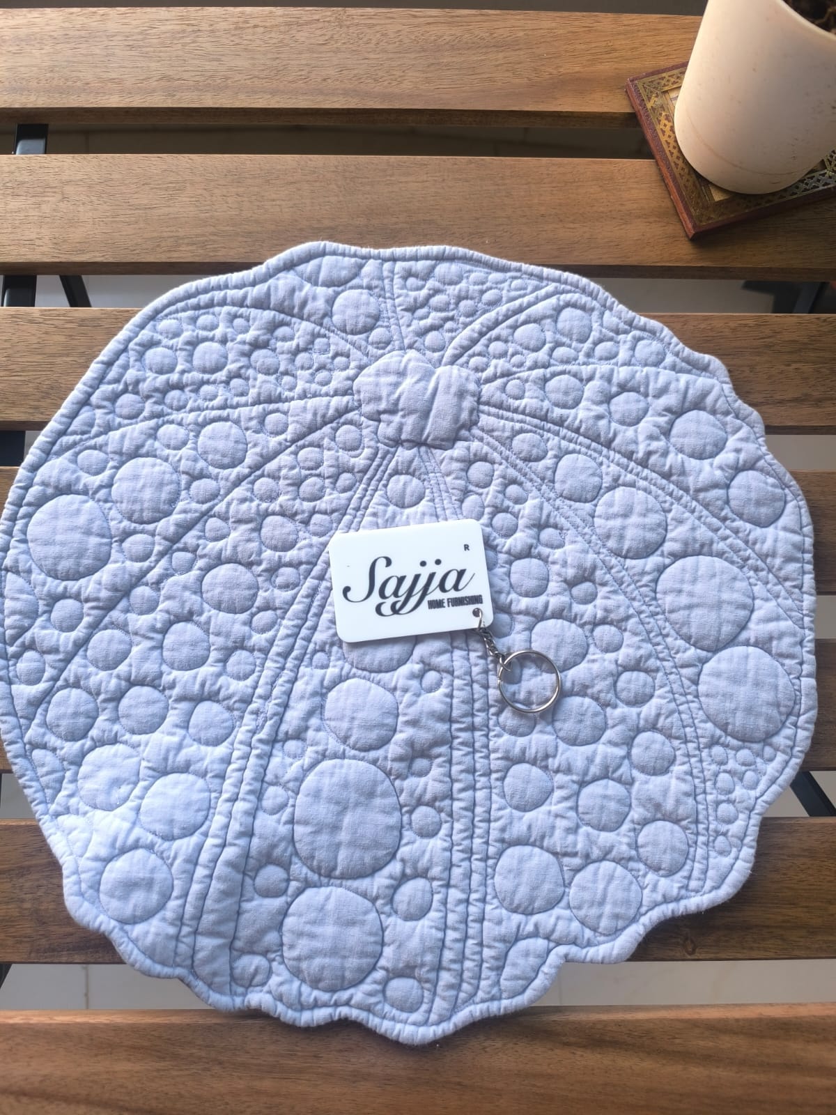 Light Purple Lavender Quilted Sustainable Cotton Round Focal Runner Table Placemat - 1 piece