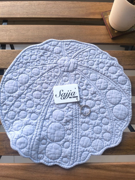 Light Purple Lavender Quilted Sustainable Cotton Round Focal Runner Table Placemat - 1 piece