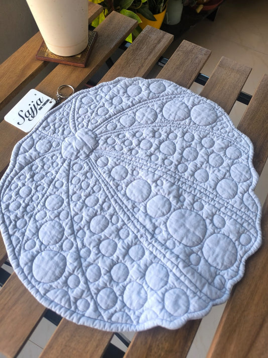 Light Purple Lavender Quilted Sustainable Cotton Round Focal Runner Table Placemat - 1 piece