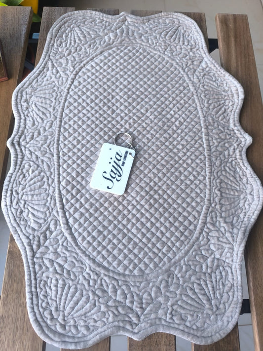 Buy Velvet Decorative Silver Quilted Placemat Scalloped Edges Table Focal Placemat