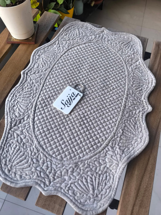 Buy Velvet Decorative Silver Quilted Placemat Scalloped Edges Table Focal Placemat