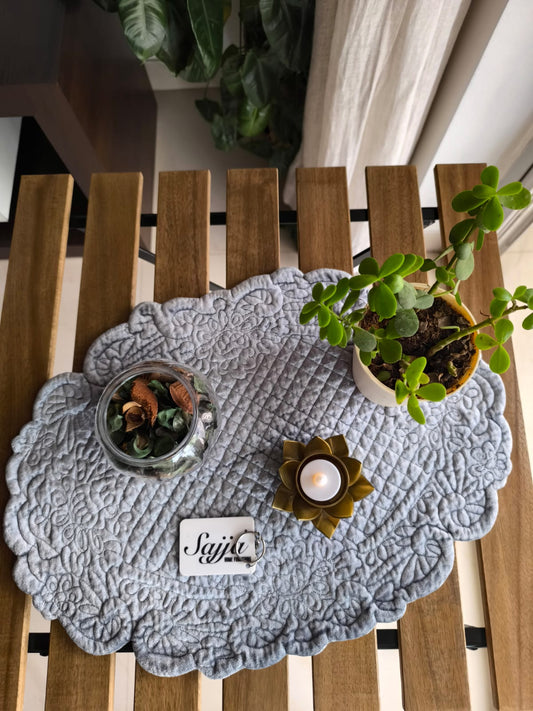 Chic Velvet Blue Mirage Stylish Quilted Table Placemat Mat - 1 piece