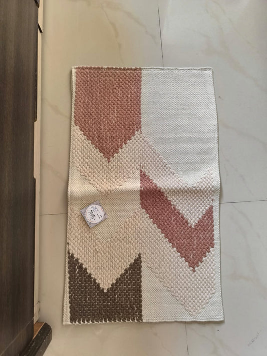 Buy Sajja Victorian Brown Cream Tufted Cotton Floor Mat Rug Use as Table Décor Mat Aasan