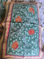 Pure Cotton Hand block Floral Motif Green Kamal Single Bedsheet (60x 90in)