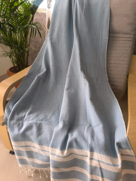 Absorbent Turkish Weaved Organic Cotton Bath Towel Baby Blue XL For Men