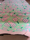 Abstract Thick Cotton Table Cloth 6 to 8 Seater Table Cover with Blush Pink Border 60" x 90"