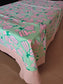 Abstract Thick Cotton Table Cloth 6 to 8 Seater Table Cover with Blush Pink Border 60" x 90"