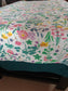 Designer Wilderness Floral Cotton Dining Table Cloth 6 to 8 Seater Table Cover 60" x 90" Teal Green